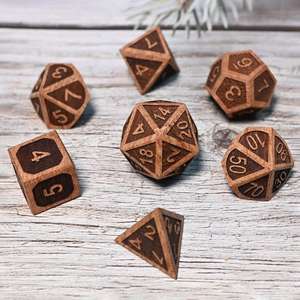 Molded Natural Wooden Polyhedral <b>Dice</b> 7-Piece <b>Set</b> Eco-Friendly Durable Premium Dragon Dungeons RPG <b>Dice</b> Tabletop Board Games - Product Image 1