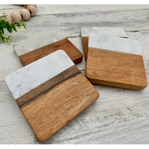 Sous-verres en marbre poli écologiques, durables, lavables, naturels pour fournitures de bureau - Product Image 3