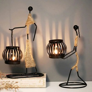 Handmade Durable Iron <b>Candle</b> <b>Holder</b> <b>Lantern</b> for Christmas Home Decoration Human Figure Design <b>Lantern</b> Home Decoration - Product Image 1