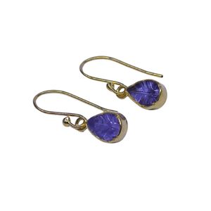 Pendientes Colgantes Chapados en Oro con Diseño de Hoja Azul, Engastados en Bisel, de Aleación, Estilo Vintage para Mujer - Product Image 3