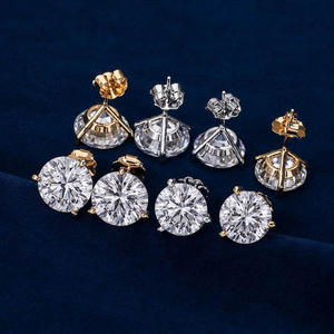 <b>Moissanite</b> Round Stud <b>Earrings</b> Solitaire Diamond Look Luxury Womens Fine Jewelry Bridal Wedding Gift Sparkling <b>Earrings</b> - Product Image 4