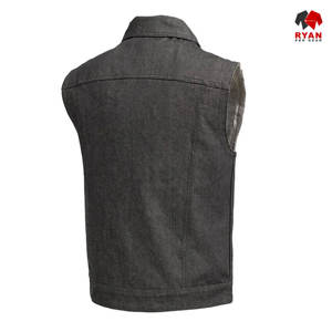 Ryan Pro Gear Nouveau design Gilet en jean unisexe sans manches, col rabattu, écologique et tendance, avec logo personnalisé - Product Image 4