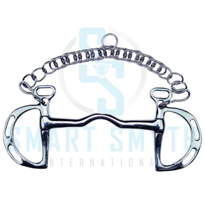 Bocado de caballo profesional de acero inoxidable estilo western con boca portada y cadena de freno - Product Image 5