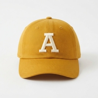 Casquette de baseball jaune à 6 panneaux avec logo brodé blanc, unisexe, réglable, style décontracté