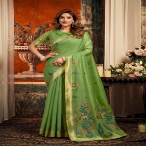 Colección Premium de Algodón con Tejido Jacquard y Borde Zari - Saree con Borlas Elegantes - Colección de Blusas - Exportador de Moda Femenina - Product Image 1