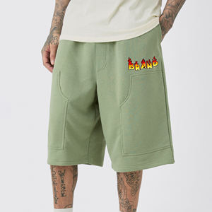 Shorts de rugby en coton tissé de couleur haute visibilité avec logo brodé personnalisé et poches pour hommes - Product Image 1