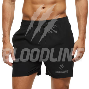 BLOODLINE Pantalones cortos deportivos informales de secado rápido con cordón y cintura media para hombre, color granate - Product Image 5