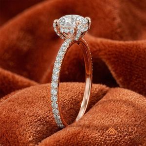 Rose Gold Plated Silver Ring Prong Elegant Bridal Wedding Anniversary Promise Engagement Jewelry Women Daily Wear Gift Luxury - Product Image 3