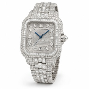 Luxury Women's <b>Diamond</b> <b>Watch</b> Rectangle Stainless Steel Case Analog Quartz Band - Product Image 1