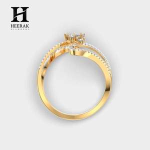 14K Gold Bypass Diamond <b>Ring</b> - Elegant Cluster <b>Statement</b> Band - Lab Grown/Natural Diamond Jewelry - Product Image 1