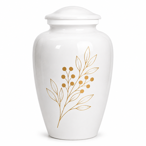 Urna de Metal con Imagen de Flor Blanca para Cenizas, Urna Funeraria para Adultos, Estilo Americano/Europeo - Product Image 1