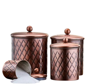 Retro Metal Cylinder Food <b>Storage</b> <b>Container</b> With Copper Band And Lid For <b>Kitchen</b> Freshness Preservation <b>Kitchen</b> Canister - Product Image 4