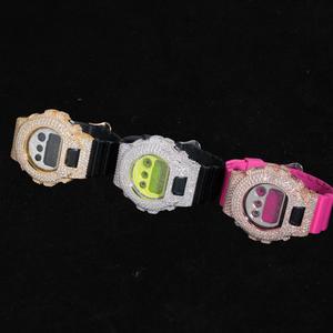 Montre de luxe Ice Cube DW6900 personnalisée, boîtier entièrement métallique, style diamant, montre-bracelet tendance hip-hop pour hommes - Product Image 5
