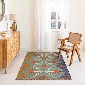 Tapis doux et bio, tissés à la main en jute et laine, kilims pour salon, chambre et bureau - Product Image 3