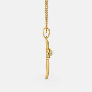 Collar con Colgante de Cruz de Diamante Cultivado en Laboratorio, Redondo, en Oro Amarillo - Product Image 3