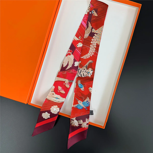 ผ้าพันคอไหมพิมพ์ลายแคชเมียร์แบบใหม่ ผ้าคาดผมริบบิ้น ผ้าพันคอผ้าทวิล ผ้าคาดผมยาว สร้อยคอ ผ้าพันคอเส้นเล็ก ของตกแต่งกระเป๋า - Product Image 4