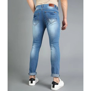 Size 28 42 High <b>Waist</b> Denim Solid <b>Elastic</b> Trend Hole Casual Men's Straight <b>Jeans</b> Ripped Stretch Autumn Summer Washed Scratched - Product Image 4