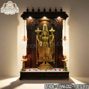 Unidad de Pooja artesanal del sur de la India para el hogar. Compre un Mandir de madera de teca personalizado, templo tradicional de estilo dravidio para el hogar, EE. UU. - Product Image 4