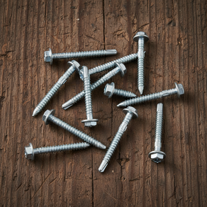 Tornillos autorroscantes de cabeza hexagonal con arandela metálica integrada, clase 8 (métricos/pulgadas), rosca profunda y gruesa, de acero al carbono galvanizado - Product Image 6
