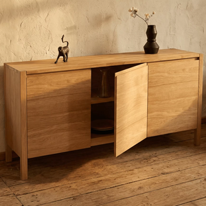 Cómoda Minimalista Sienna Convertible de Madera de Teca Sólida, Diseño Independiente para Dormitorio de Apartamento - Product Image 3