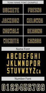 Camiseta de Fútbol Americano Personalizada Negra y Dorada con Cuello en V, Manga Corta, Impresión Sublimada con Nombre y Número del Equipo, Transpirable, de Poliéster para Hombre - Product Image 4