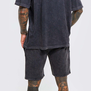 Shorts pour hommes OEM 100% polyester, tissu Oxford uni délavé à l'acide, écologique, anti-plis, séchage rapide, coupe-vent, respirant, taille haute - Product Image 5