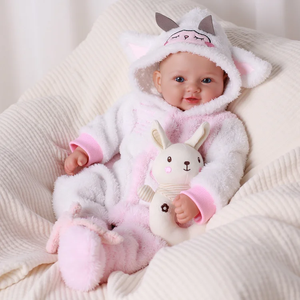 Poupée Reborn Bébé Souriant Lyle de 17 Pouces, Nouveau-né Unisexe, Corps en Tissu, Poupée Bébé <span class=keywords><strong>Chauve</strong></span> Réaliste - Product Image 6