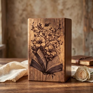 Personalized Baby & PET American Style Wooden <b>Memorial</b> Urn Engraved Book Design Eco-Friendly Durable Ashes Keepsake <b>Box</b> - Product Image 6