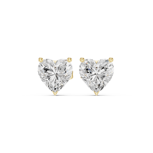 Three Prong Set Wholesale <b>Fine</b> GRA Certified Jewelry Heart Cut Lab Grown Diamond Stud <b>Earrings</b> Made From 14k Solid Yellow Gold - Product Image 1