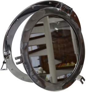 Espejo de ojo de buey antiguo náutico hermoso colgante de pared decoración de baño Acabado niquelado Metal tipo aluminio uso doméstico - Product Image 3