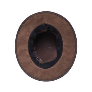 Sombrero Western de Gamuza Gris Oscuro, Estilo Minimalista con Ala Ancha, Adorno Trenzado y Ventilaciones - Product Image 3