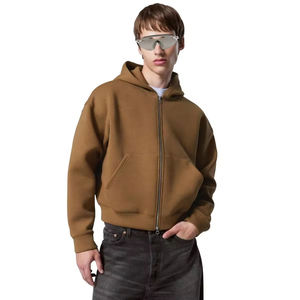 Custom Heavyweight <b>Zip</b> <b>Up</b> Hoodie Oversized Blank <b>Fleece</b> Sweatshirt Full <b>Zip</b> Drop Shoulder <b>Men</b> Plain Zipper Jacket - Product Image 1