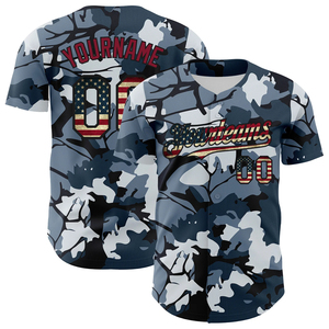 Custom Team Camo Baseball Jersey Full Button Lightweight Breathable Short Sleeve 100% Polyester All Seasons - Product Image 3