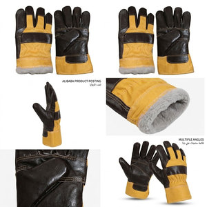 Gants de travail en cuir de vachette grainé de qualité supérieure avec doublure en polaire chaude, résistants à l'abrasion, coupe-vent, résistants à la chaleur, de sécurité - Product Image 3