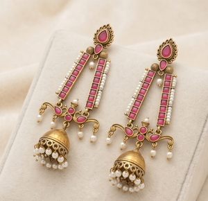 DIVYORO RUBY <b>GOLD</b> JHUMKA DANGLER - Product Image 1