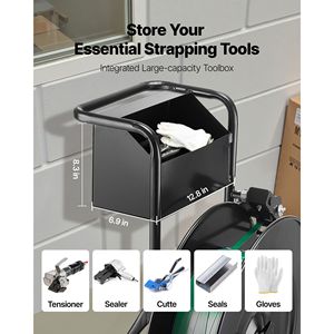 Carrello per Reggiatura Resistente per Bobine di Nastro PET/PP/Acciaio, Dispenser per Nastro da 8-16 Pollici, Attrezzato per Applicazioni di Imballaggio - Product Image 6