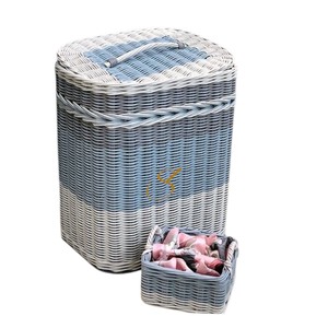 Natural Rattan Storage <b>Basket</b> with Lid Handmade <b>Wicker</b> <b>Laundry</b> Hamper for Home Decor and Organization - Product Image 1