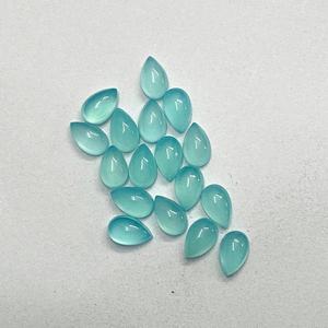5x7mm naturel Aqua calcédoine lisse poire Cabochon certifié fabricant de pierres précieuses fournisseur direct en gros vente en vrac 2025 - Product Image 1