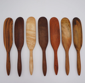 Espátula de madera natural y maciza, utensilios de cocina personalizados con mango largo, al por mayor. - Product Image 5