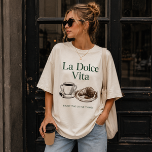 Camiseta de Mujer Casual Oversize con Cuello Redondo, Hombros Caídos, Manga Media, Transpirable, Tejida, con Estampado por Transferencia Térmica, 100% Algodón, 180g - Product Image 1