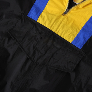 custom <b>jacket</b> Retro Color Block Windbreaker Anorak Pullover Black Yellow Royal Blue Hooded Quarter Zip <b>Plus</b> <b>Size</b> <b>Waterproof</b> - Product Image 6