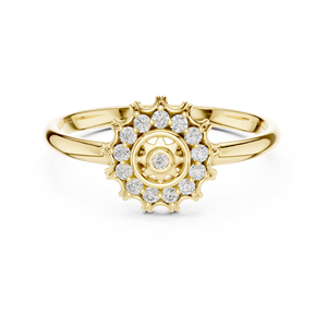 Anillo de oro macizo de 14k para mujer con diamante de corte redondo minimalista de forma mecánica, ideal para regalo, compromiso, aniversario, boda. - Product Image 1