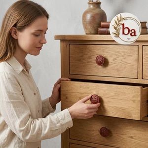 Ba Red Distressed Round Floral Modern Cabinet Knob Eco-Friendly Metal Drawer Pull Furniture <b>Handle</b> for Kitchen Bedroom Dresser - Product Image 2