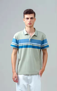 เสื้อโปโลแขนสั้นผู้ชายดีไซน์ใหม่ประจำฤดูร้อนปี 2026 ผ้าฝ้าย 100% ป้องกันการเป็นขุย ลายทาง สไตล์ลำลอง ทรงเข้ารูป ผลิตโดย Numica Sports - Product Image 4