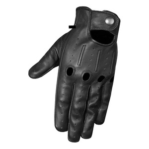 Gants de moto en cuir, longueur poignet, compatibles écran tactile, style sportif, noirs, non doublés, pour le cyclisme printemps-automne - Product Image 5