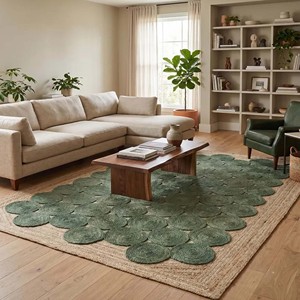 Natural Green Jute Area <b>Rug</b> Rectangle Handmade Woven Braided Carpet Eco Friendly Farmhouse <b>Boho</b> Home Floor Decor <b>Rug</b> - Product Image 1