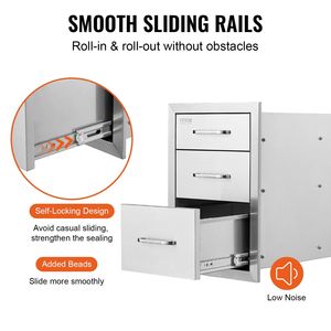 Cassetti BBQ in Acciaio Inox per Cucina Esterna 18x23 Pollici, Triplo Accesso con Maniglia Cromata 18 X 23 X 23 Pollici - Product Image 5