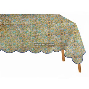 Mantel Rectangular Elegante con Estampado Floral a Mano, Estilo Rústico Indio de Algodón Puro para Bodas y Uso en Exteriores - Product Image 5