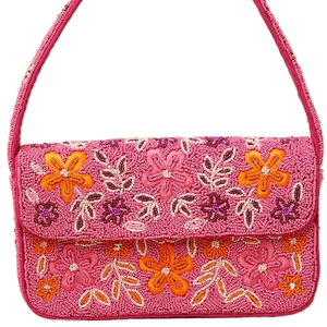 Pochette blanche et noire perlée en coton, durable, motif animal unique, rayures, broderie main, fermeture magnétique, bandoulière - Product Image 3