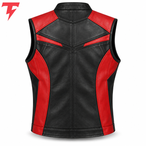<b>Men's</b> Winter Casual <b>Leather</b> <b>Vest</b> Premium <b>Leather</b> Outerwear Triple Breasted Snap Button Closure Canvas Windproof - Product Image 5